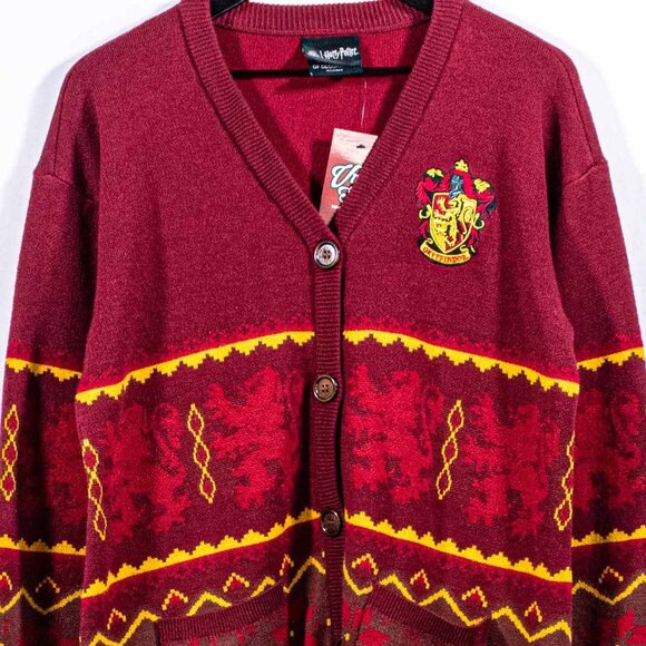 Wizarding World Harry Potter Gryffindor Fair Isle Cardigan Sweater Oversized - Picture 3 of 7